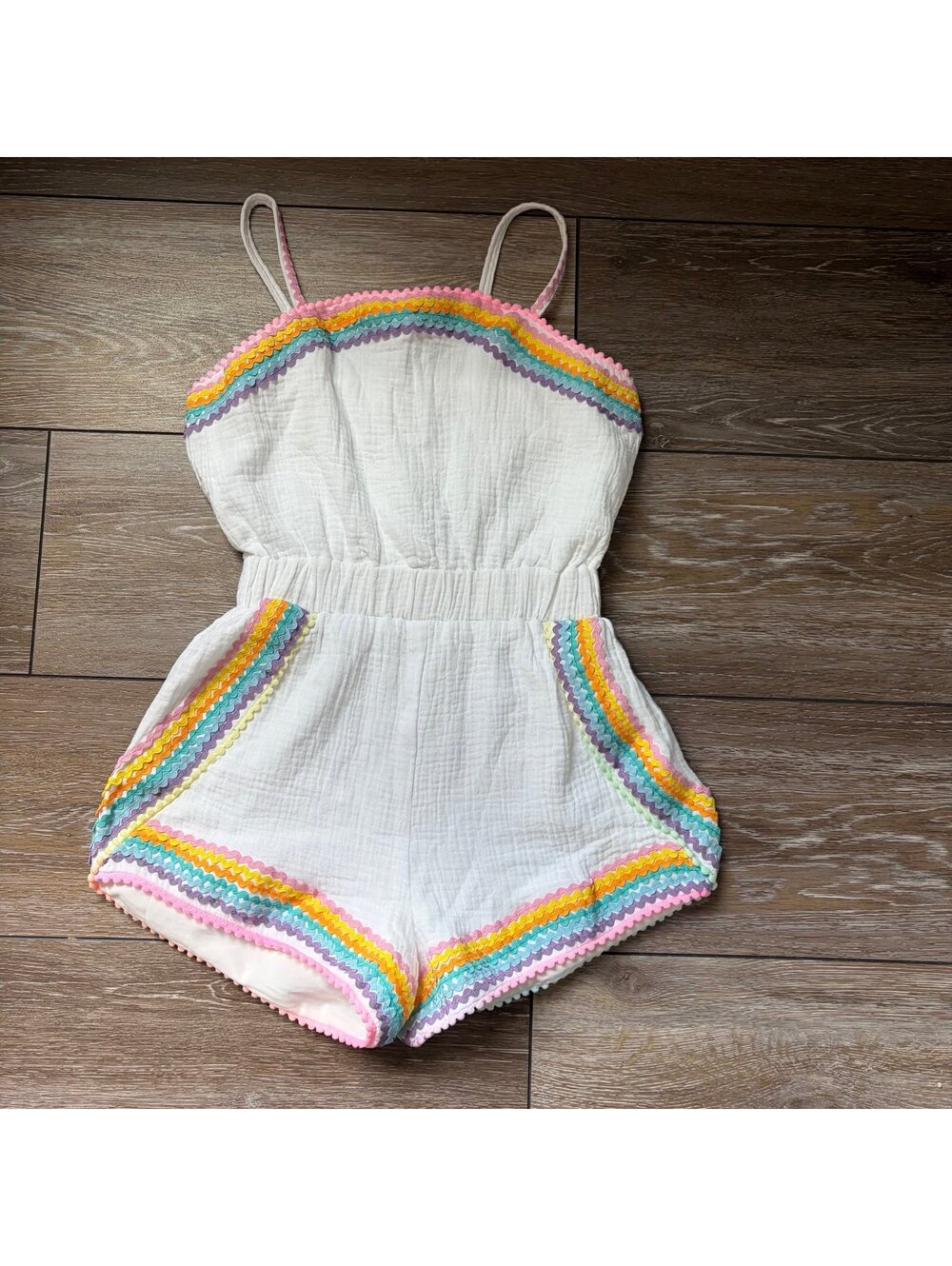 Lola + The Boys White Rainbow Romper